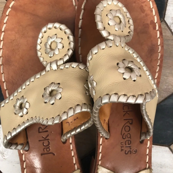 Jack Rogers Hamptons‎ Leather Sandal In Beige Tan - Picture 7 of 8